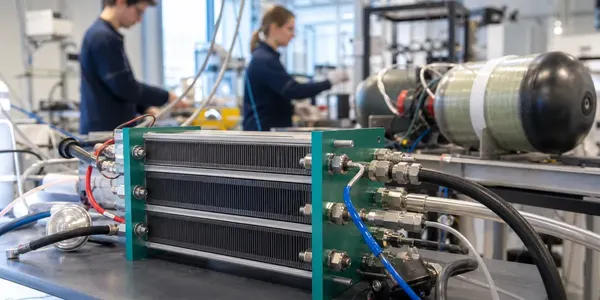 Industriell anläggning med rör och teknik